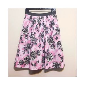 Anthropologie pink floral skirt